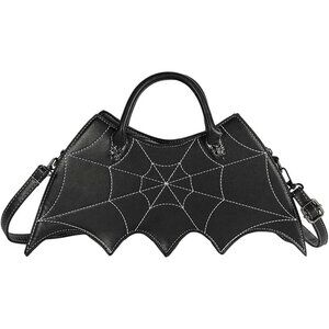 Women Bat Wing Crossbody Bag Gothic Punk Shoulder Handbag Fashion Black